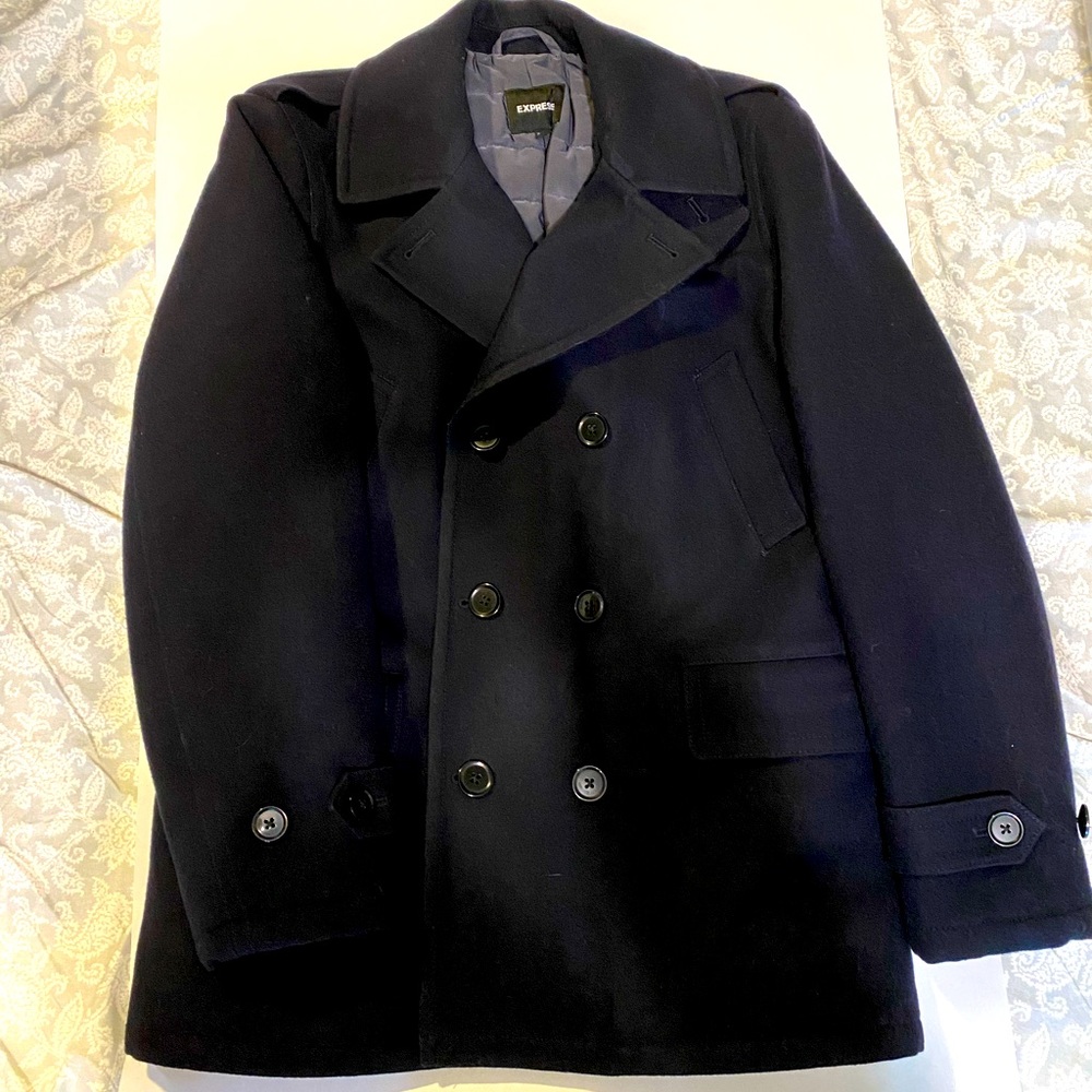 Express Navy wool blend lined Peacoat Men’s